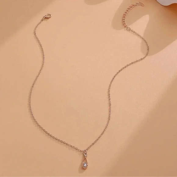 Rose Gold Tear Drop Stone Necklace - Picture 5 of 5